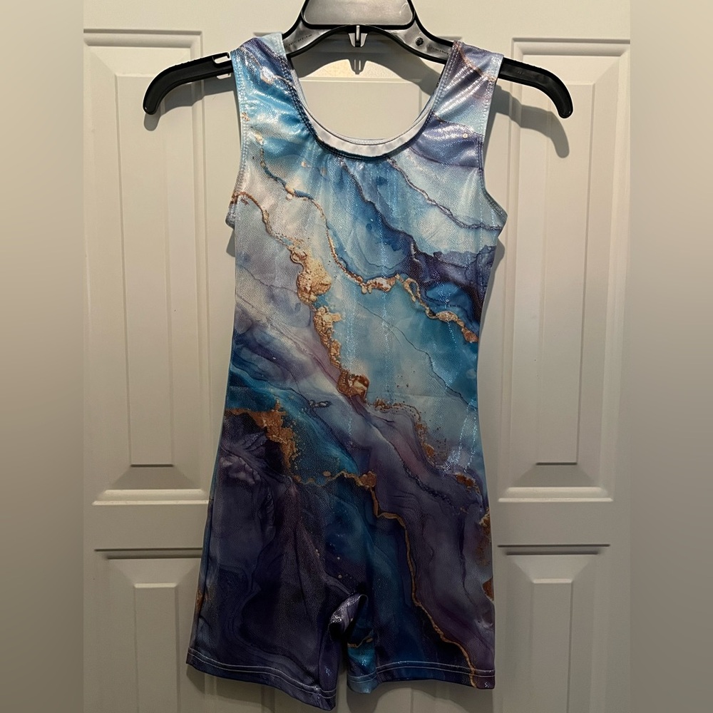 NEW Marbled Blue and Gold Leotard